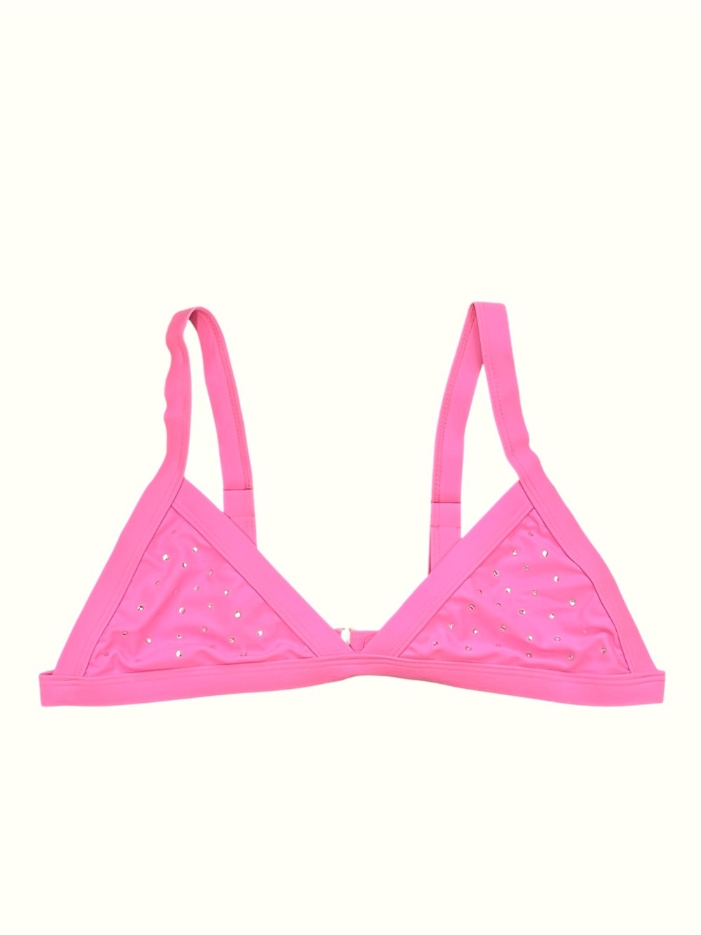 Bright Pink Triangle Bikini Top with Stud Detail